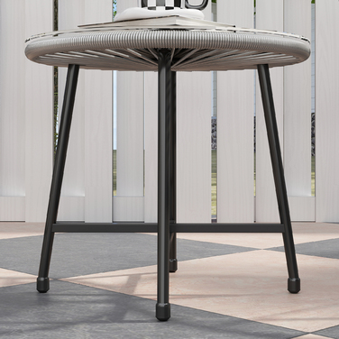 Набір садових меблів на 3 місця: 2 стільці з ротангу, стіл зі скляною стільницею, сталевий каркас. Чудовий вибір для відпочинку на свіжому повітрі! (Сірий колір)