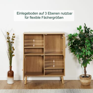 Тумбочка Relaxdays з 2 ротанговими дверцятами