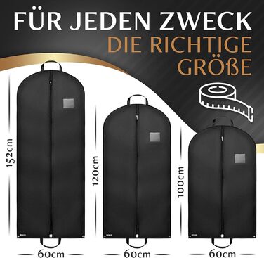 2x Чохол для одягу Bruce.® Kurz 120x60 см + 1 чохол для взуття – Якісний захист для костюмів, піджаків, суконь та одягу – 120GSM – Ідеально для подорожей та зберігання