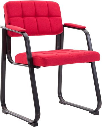 Крісло для відвідувачів Canada B з підлокітниками та м'яким сидінням, червоне. З металевим каркасом, для зони очікування.