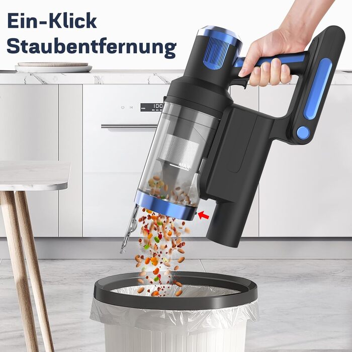 Бездротовий пилосос Nigecue 550W з акумулятором, 45000Pa, 60 хвилин роботи, Smart-дисплеєм, антизаплутувальною щіткою, 1.5L контейнером для сміття, для твердих поверхонь, килимів та шерсті тварин