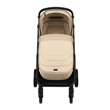 Дитяча коляска MoMi GISELLE 2 в 1 комбінована, бежева: для малюків від народження до 22 кг, з 5-точковим ременем безпеки, збірно-розкладна, з кошиком, матрацом, дощовиком та пеленатором