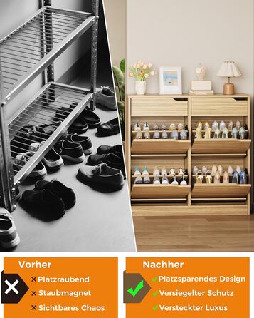 Шкаф для взуття IRONCK з 4 дверцятами, вузький, з 2 висувними ящиками, окремо розташований, з регульованими перегородками, для прихожого, входу та вітальні (білий). Матеріал: дерево. Розміри: 100x23.5x98 см