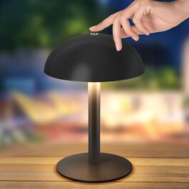 FUYO Грибний світильник без дротів - настільна лампа з сенсорним керуванням, регулюванням яскравості та функцією пам'яті, сучасний дизайн для спальні, вітальні та кемпінгу (Чорний)