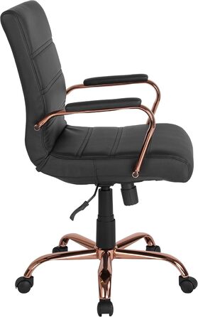 Крісло шеф Flash Furniture, обшите білою шкірою, з червонозолотим каркасом, 61 x 58,5 x 103,5 см
