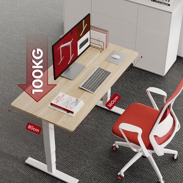 Регульований стіл Sanodesk 160x80 см білий + ahron. Електричний, ергономічний, з подвійним мотором.