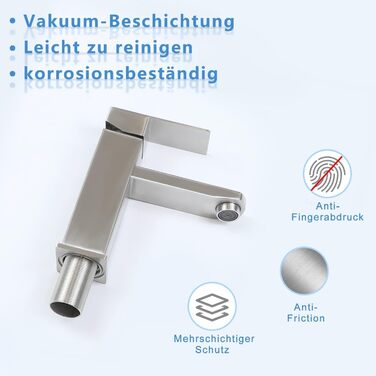 Змішувач для ванної кімнати з нержавіючої сталі, однолеверний, для умивальника, під високий тиск, з підключенням до гарячої та холодної води