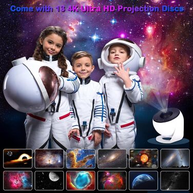 Проєктор зоряного неба Sternenhimmel: Планетарій для дітей та дорослих з 13 дисками, туманність, місяць, галактика - нічник