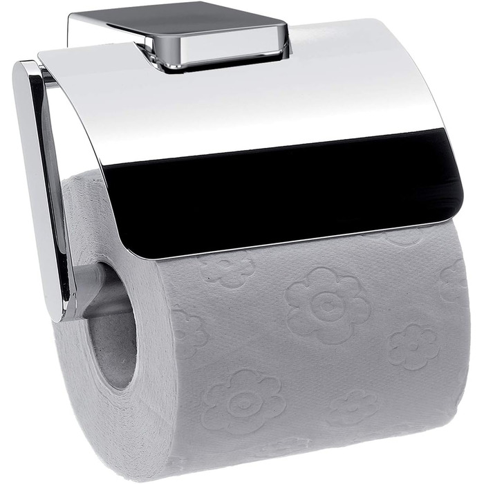 Елегантний тримач для туалетного паперу для загвинчування з металу, високоякісний тримач для туалетного паперу, хромований (з кришкою)