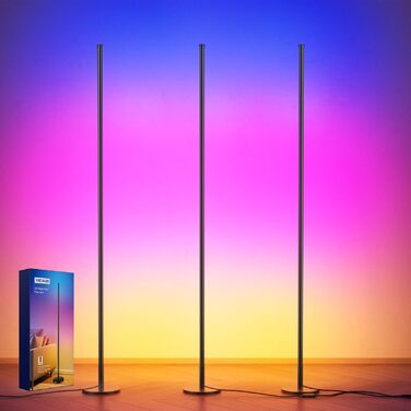 LED торшер кутовий RGB 60 см для вітальні, димується, з пультом та додатком, музичні режими, DIY, таймер - для спальні, геймінгу