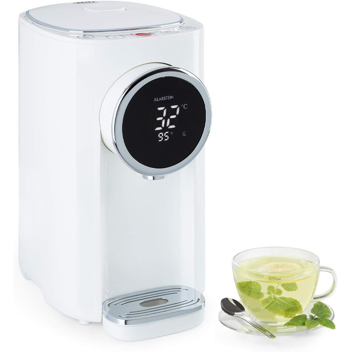 Klarstein Hot Spring Plus: Дозатор гарячої води, 5 л, LCD-дисплей, 45-95°C, нержавіюча сталь, захист від сухого кипіння та перегріву, блокування від дітей