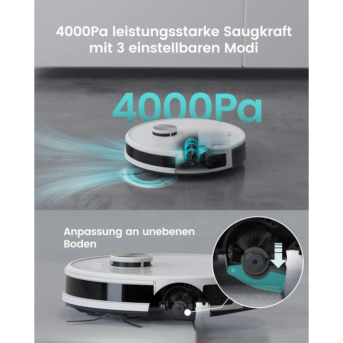 Робот-пилосос LEFANT M1, 4000 Па, LiDAR, 200 хв, самозарядка, WLAN, заборонені зони, для шерсті домашніх тварин, килимів, твердої підлоги