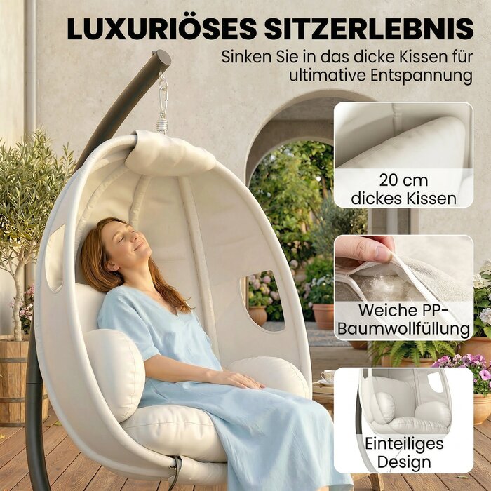 Підвісне крісло з каркасом, складане. Комфортний гамак з товстими подушками, регульованою висотою та ременем безпеки (до 120 кг)