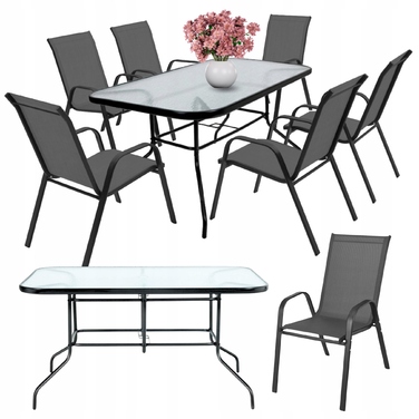 Комплект садових меблів Zolta, метал, сірий, 7 предметів