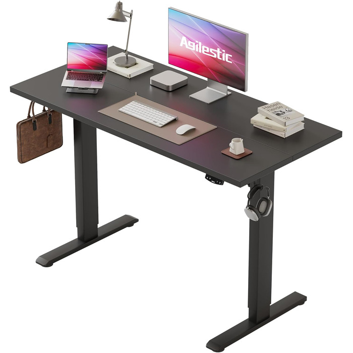 Регульований за висотою стіл Agilestic: електричний, з пам'яттю, ергономічний, 110x60 см, білий/чорний