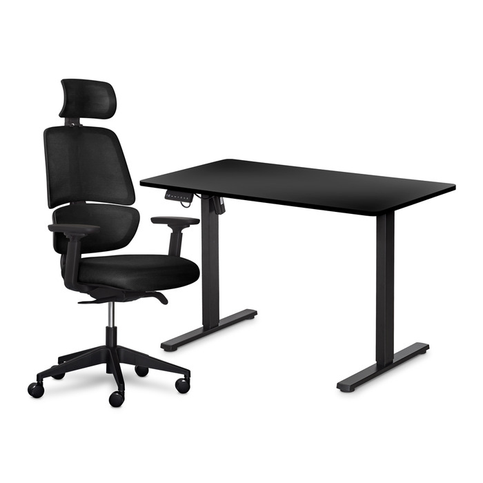 Комплект Mealux PowerDesk Lite Black + Leo Air Plus Black (арт. EVO-201 Lite B/B +Y 546 KB)