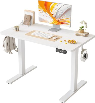 Регульований стіл BEXEVUE 120x60 см, електричний, з пам'яттю, для комп'ютера, білий