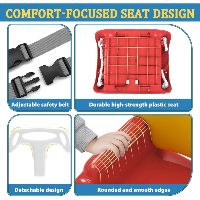 Дитяча гойдалка для саду з м'яким сидінням, складана, з металевим каркасом, для гри в приміщенні та на вулиці, легка у збиранні та зберіганні (Блакитна)