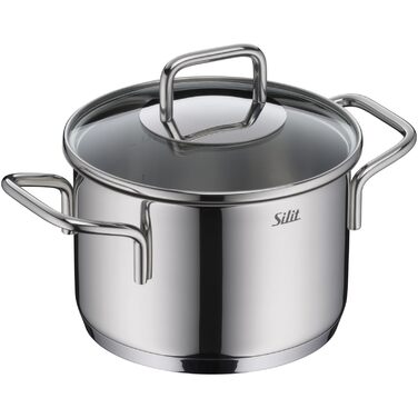 Набір кухонного посуду Silit Extra Cook: каструлі 16/20/24 см з кришкою, ковшик 16 см, мірна шкала, широке вушко, придатний для миття в посудомийній машині, з нержавіючої сталі Crominox