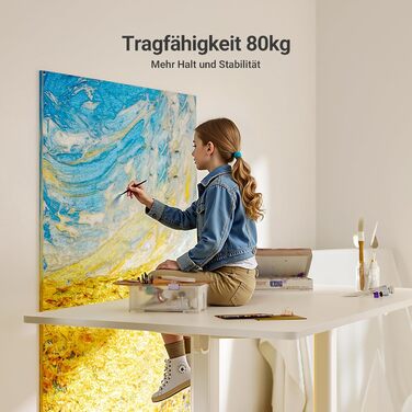 Регульований стіл Claiks 160x80 см (FSC®), 80 кг, 3 пам'яті, для дому/офісу, білий