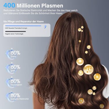 Професійний фен для волосся з дифузором, безщітковий двигун 110 000 об/хв, 400 млн плазмових іонів, низький рівень шуму 57дБ, чорний