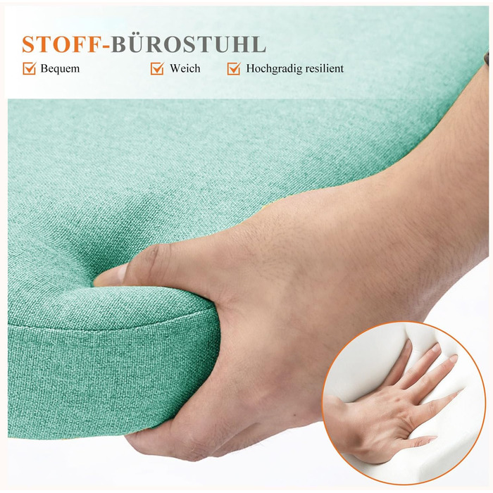 Офісний стілець Refined Living без підлокітників, комп'ютерний стілець на роликах, ергономічний, до 113 кг (зелений)