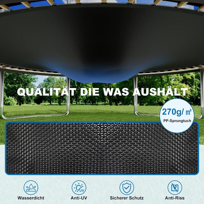 Батут Devoko вуличний Ø183/228/305/366/427 см, з сертифікатом GS, для дітей, садовий батут з сіткою, драбиною та захисним покриттям, чорний 228 см