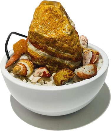 Фонтанчик для дому Zimmerbrunnen RS-01, справжній райдужний пісковик, маленький настільний фонтан (білий)