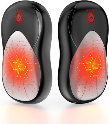 Електричні грілки для рук PHEJIE, 2 шт. з підзарядкою, 3 режими нагріву, портативні, для активного відпочинку, кемпінгу, гольфу, подарунок для жінок та чоловіків (чорний, срібний)