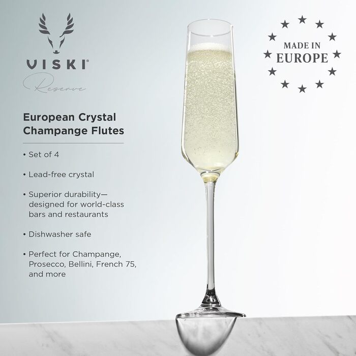 Кришталеві бокали для шампанського Viski, ручна робота, набір келихів для шампанського 113-170 мл, з ніжкою, для весілля, ювілею та особливих подій, ідеальний подарунок. Європейська якість.