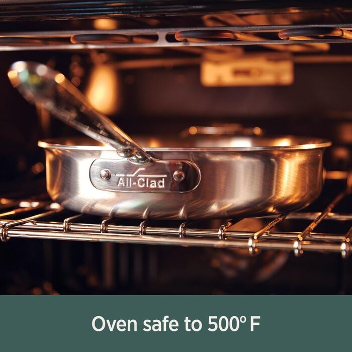 Сковорода All-Clad D5 з 5-шарової нержавіючої сталі, 20.3 см, індукційна, для духовки, до 260°C, посуд, срібна