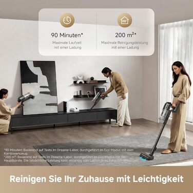 Dreame Z10 - Бездротовий пилосос з потужністю 190AW, 90 хвилин роботи, датчик пилу, LED-дисплей, синій LED, без заплутування, для дому, шерсті тварин, килимів