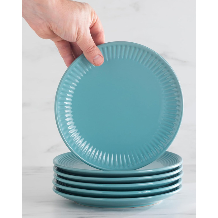 Набір посуду Steingut Hygge 24 елементи (6 осіб), Petrol - Набір посуду з каменю, Тарілки та миски, Pure Living