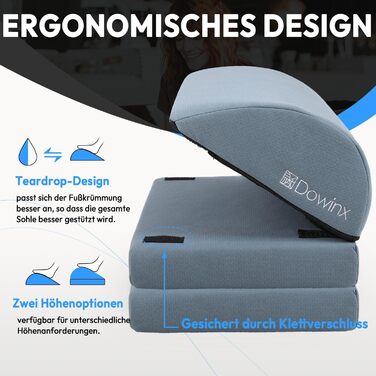 Підставка для ніг під стіл Dowinx, регульована по висоті, знімний чохол, зручна для офісу, авто, дому (3 шари, блакитна)