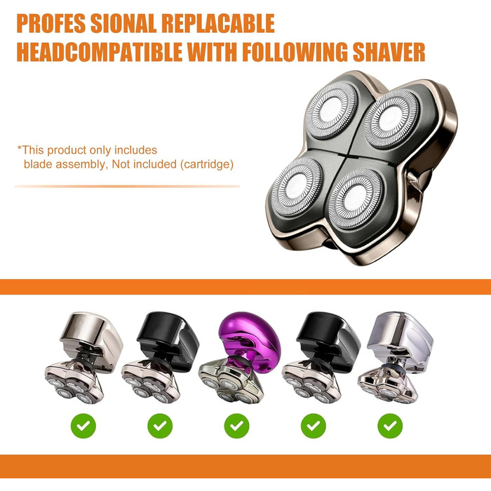 Запасні леза для електричної бритви Skull Shaver Carver PRO (4 шт.) — гіпоалергенні змінні голівки для гоління голови, чоловічі та жіночі