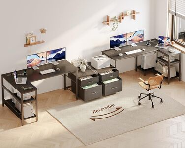 Комп'ютерний стіл Coleshome L-подібний з ящиками, розеткою, 160x80 см, білий (чорний)