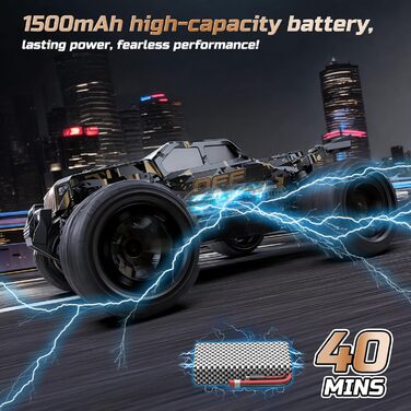 Радіокерований позашляховик DEERC 9309E 1:16 4WD 40 км/год, електричний монстр-трак для дорослих та дітей, водонепроникний, з 2 акумуляторами