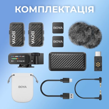 Бездротовий мікрофон BOYA MIC 2-02 Type-C/TRS Black