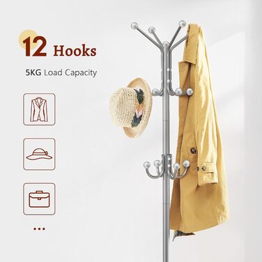 Вішалка для одягу FAVOOOSTY з підставкою для парасольки, 12 гачків, стійка, вішалка для пальто, для вітальні, спальні, срігау