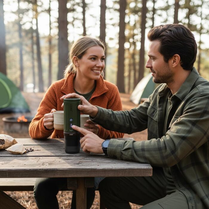 Портативна еспресо-машина CERA+ з самонагрівом, 20 Bar, 3 * 4500mAh, для капсул та меленої кави, чорна