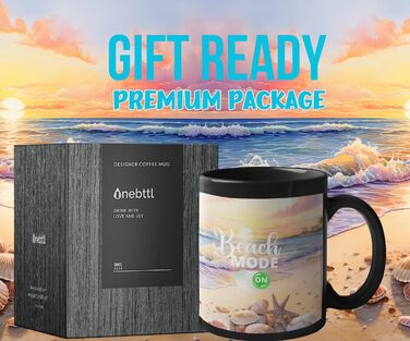 Пляжні подарунки для жінок Onebttl, пляжні тематичні подарунки для любителів пляжу, 340 мл, термочутлива керамічна чашка для кави, що змінює колір, пляжний режим