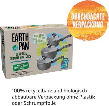 Набір каструль Prestige Earth Pan Induction - 16/18/20 см антипригарна кераміка, перероблена та придатна для переробки, нетоксична, придатна для миття в посудомийній машині, зручні ручки (набір посуду, 4 шт.)