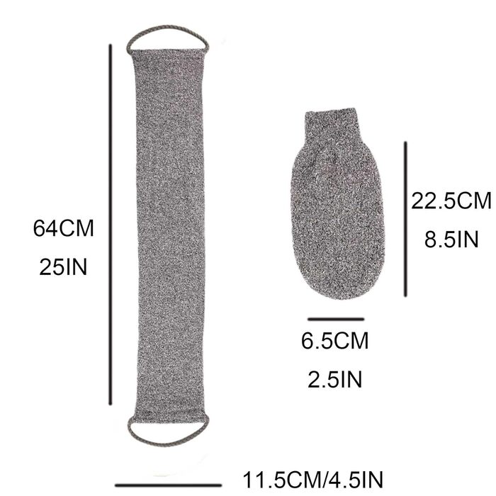 Скребок для спини з бамбукового волокна Dony для душу, масажна рукавичка, відлущувальна рукавичка, для ванни та душу, з ремінцем для спини