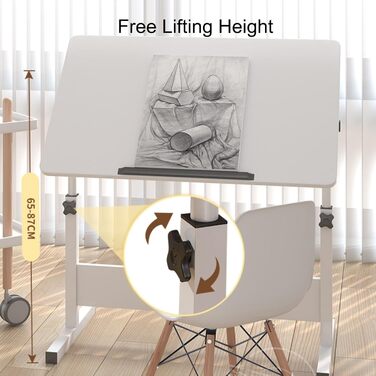 Складаний столик для малювання, регульована висота, мольберт-столик для дому та офісу, диванів та соф, розмір 60 см