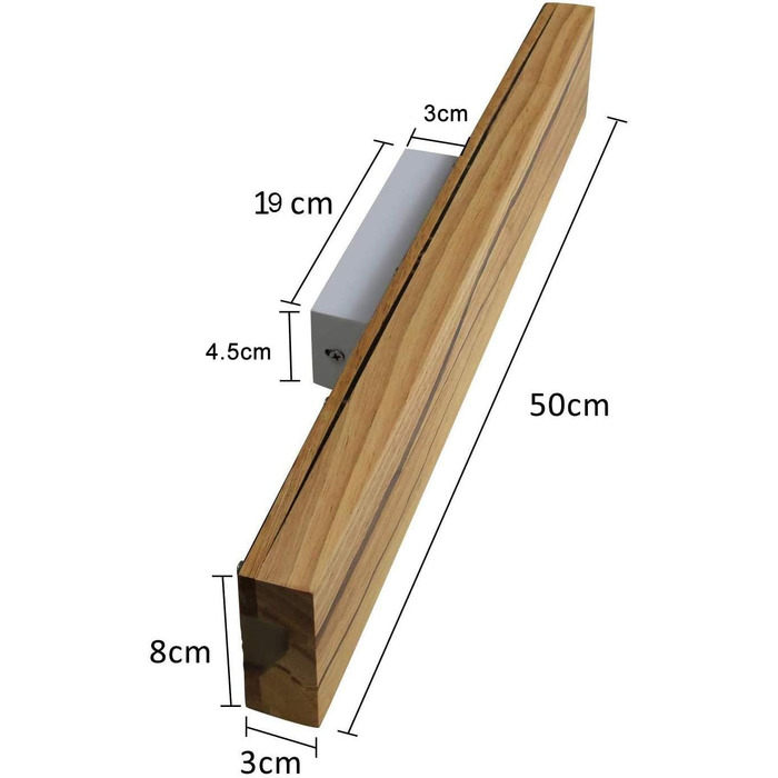 Настінний світильник ZMH LED Wood 16W Теплий білий Сучасний для вітальні, спальні, передпокою (50СМ, 2 шт. )