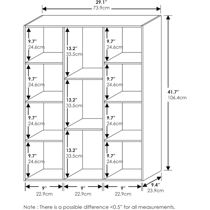 Відкрита книжкова шафа Furinno з 11 відділеннями, (73,9 x 23,98 x 105,9 см, білий/зелений)