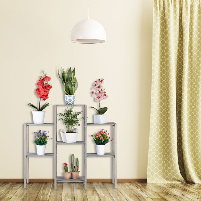 Стелаж для квітів Relaxdays сірого кольору з дерева