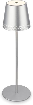 LED настільна лампа BRILONER бездротова з сенсорним керуванням, димер, регулювання висоти, для дому та кемпінгу, хром матовий, 38x12 см