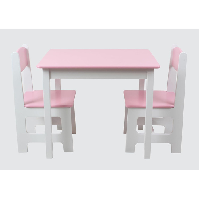 Дитячий стіл та 2 стільці, комплект меблів для дитячої кімнати, 60x50x50 см (Рожевий/Білий)