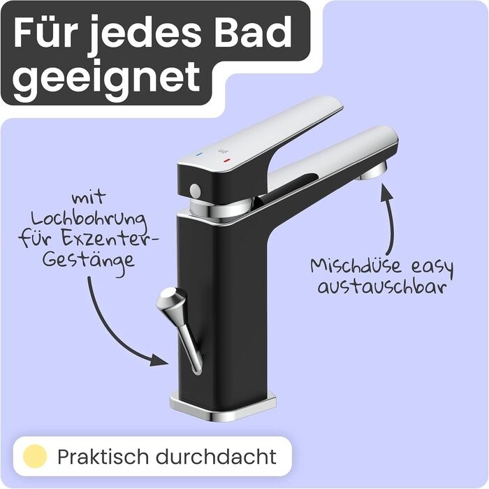 Змішувач для ванної кімнати Instmaier Amelie, одноlever, з міді (чорний/хром)